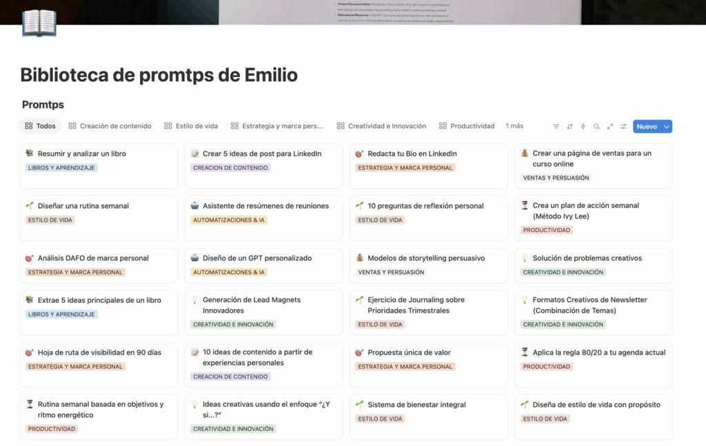 Biblioteca de prompts de Emilio